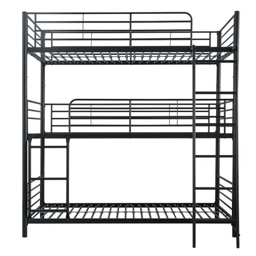Lit superposé triple 3x90x190 cm URBAN 3 métal noir