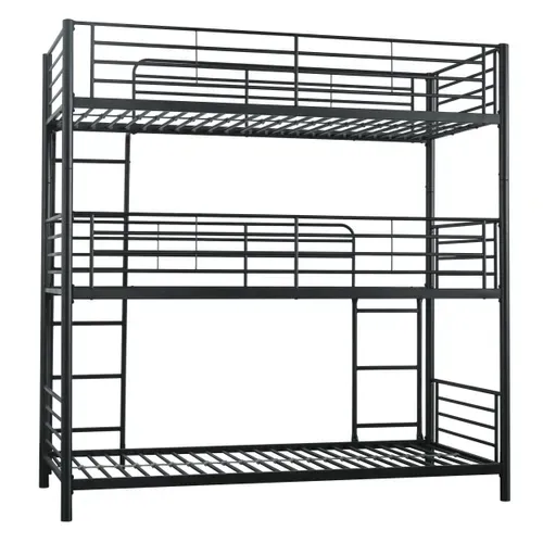 Lit superposé triple 3x90x190 cm URBAN 3 métal noir