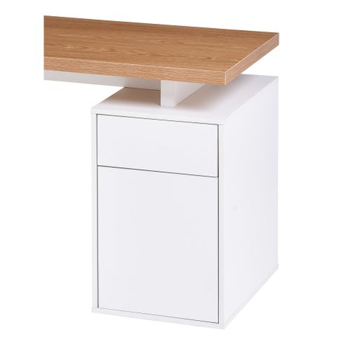 Bureau droit ANGELE imitation chêne et blanc
