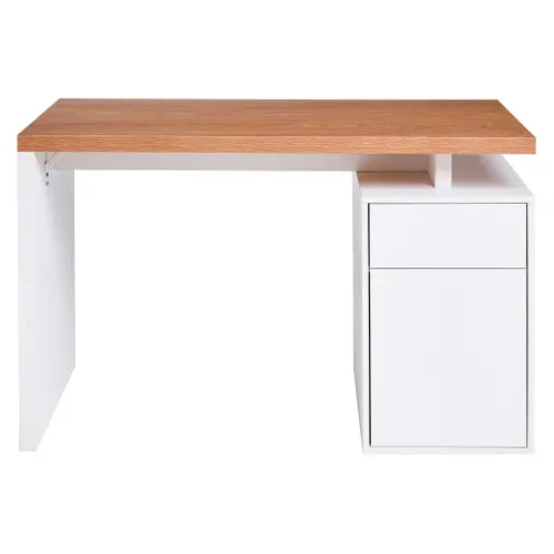 Bureau droit ANGELE imitation chêne et blanc