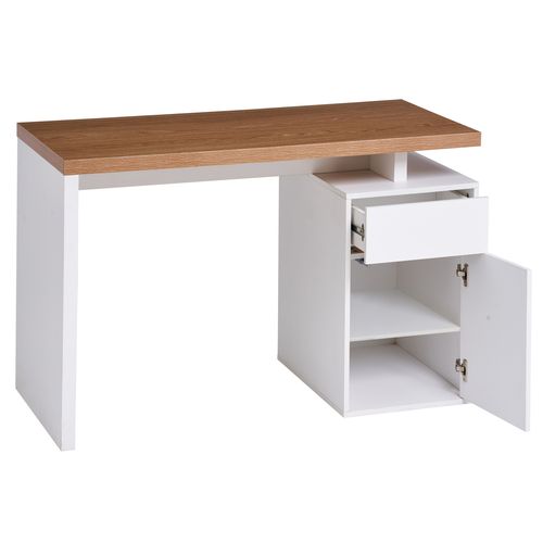 Bureau droit ANGELE imitation chêne et blanc