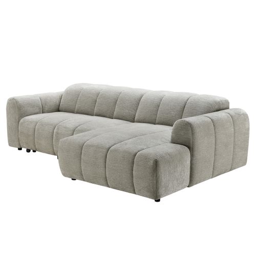 Canapé d'angle relax THIBAULT électrique tissu grège vue de profil