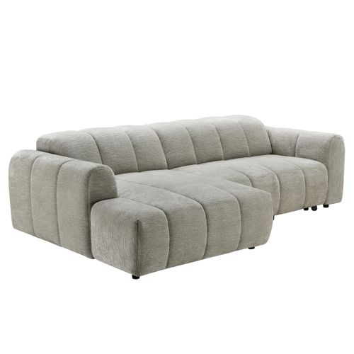 Canapé d'angle relax THIBAULT électrique tissu grège vue de profil