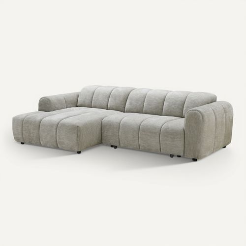 Canapé d'angle relax THIBAULT électrique tissu grège vue 3/4