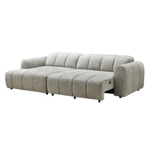 Canapé d'angle relax THIBAULT électrique tissu grège
