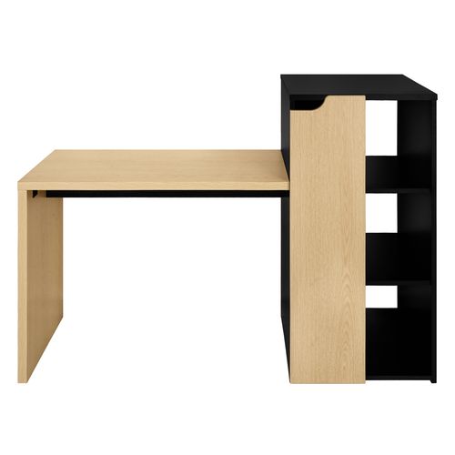 Bureau avec étagères ABY imitation chêne et noir