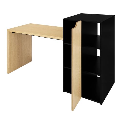 Bureau avec étagères ABY imitation chêne et noir