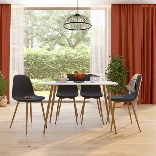Ensemble table + 4 chaises NOKA blanc et noir