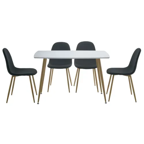 Ensemble table + 4 chaises NOKA blanc et noir vue de face