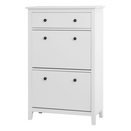 Meuble à chaussures 2 abattants et 1 tiroir CHARMO blanc