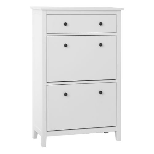 Meuble à chaussures 2 abattants et 1 tiroir CHARMO blanc