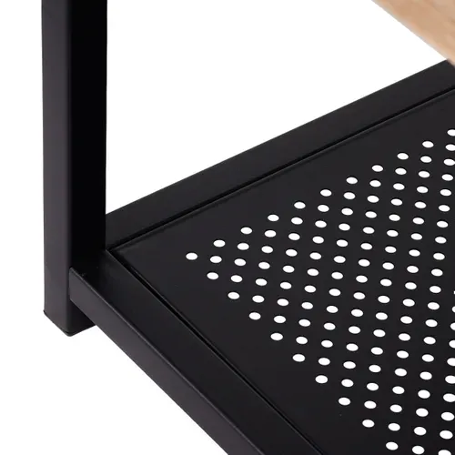 Banc coffre L.110 cm OSKAR imitation chêne et métal noir