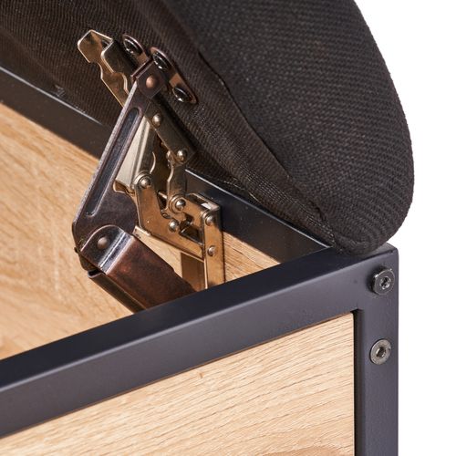 Banc coffre L.110 cm OSKAR imitation chêne et métal noir