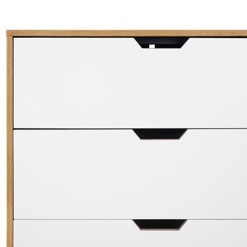 Commode 3 tiroirs SAMUEL imitation chêne et blanc