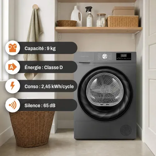 Sèche-linge hublot SIGNATURE SLFPACS9D/2 9kg Gris foncé