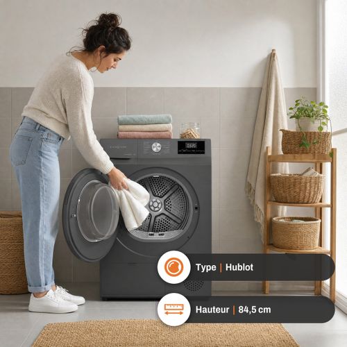 Sèche-linge hublot SIGNATURE SLFPACS9C/2 9kg Gris foncé vue de profil