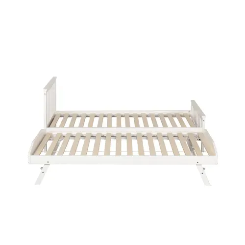 Lit gigogne 2 x 90x190 cm en pin massif avec sommiers SOLINE blanc