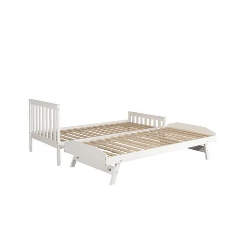 Lit gigogne 2 x 90x190 cm en pin massif avec sommiers SOLINE blanc