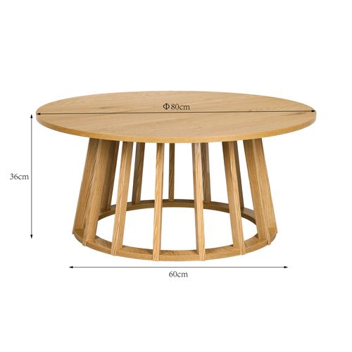 Table basse Ø 80 cm ZENIA Imitation chêne