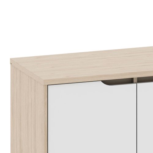 Rangement 2 portes NORDIC Blanc et imitation chêne vue détaillée