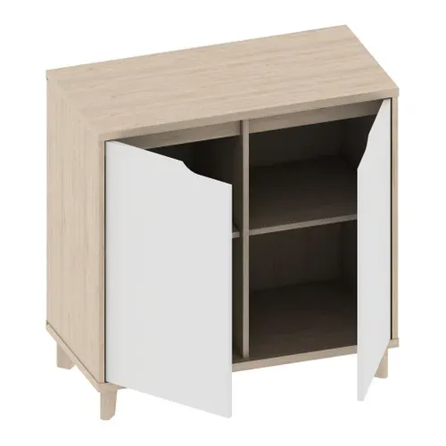 Rangement 2 portes NORDIC Blanc et imitation chêne