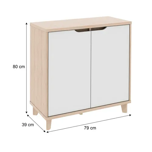 Rangement 2 portes NORDIC Blanc et imitation chêne