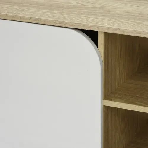 Meuble TV YASMINE Imitation chêne et blanc vue détaillée