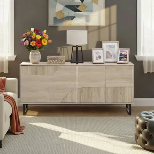 Buffet 4 portes L.178 VALENTINE imitation chêne clair