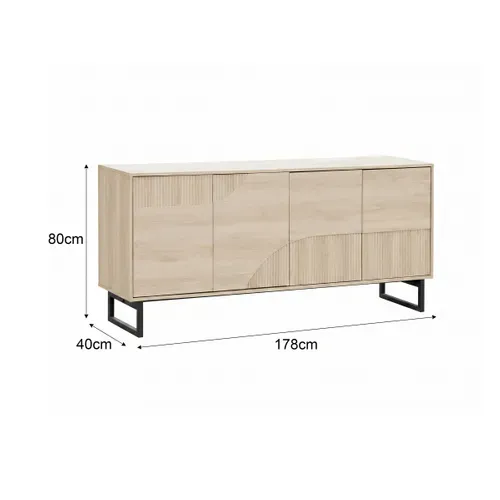 Buffet 4 portes L.178 VALENTINE imitation chêne clair