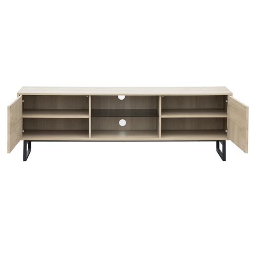 Meuble TV L.178 cm VALENTINE imitation chêne clair et noir