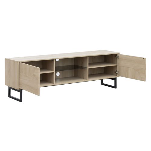 Meuble TV L.178 cm VALENTINE imitation chêne clair et noir