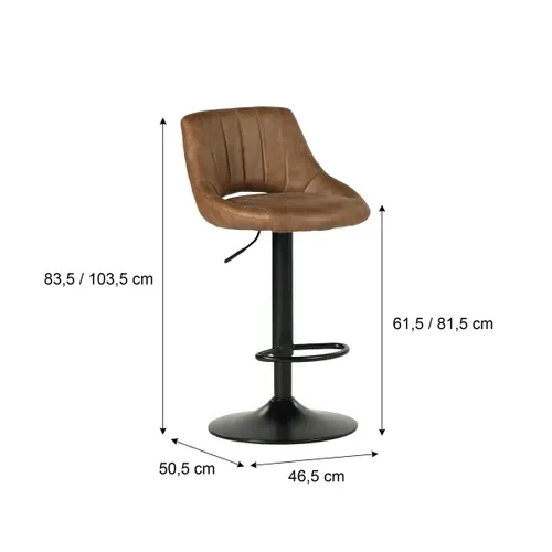 Lot de 2 tabourets de bar pivotants H.61,5cm et up&down AFRA tissu marron vintage