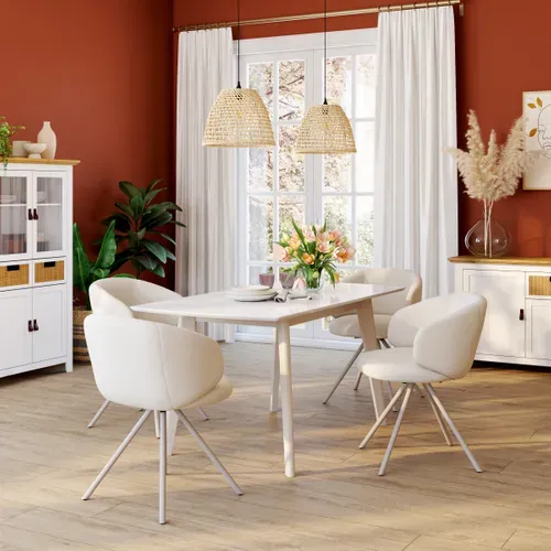 Lot de 2 chaises pivotantes ADELE tissu beige