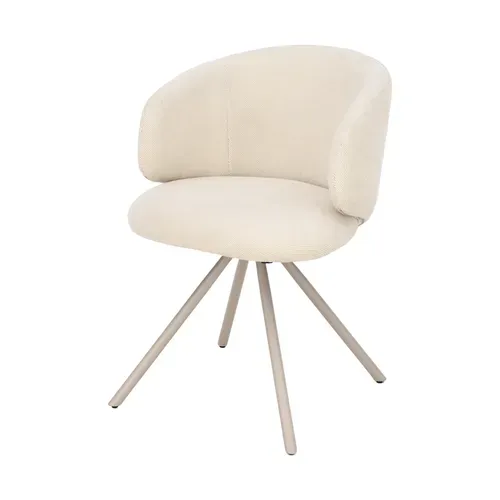 Lot de 2 chaises pivotantes ADELE tissu beige vue de profil