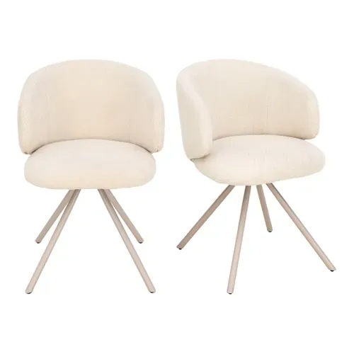 Lot de 2 chaises pivotantes ADELE tissu beige vue 3/4