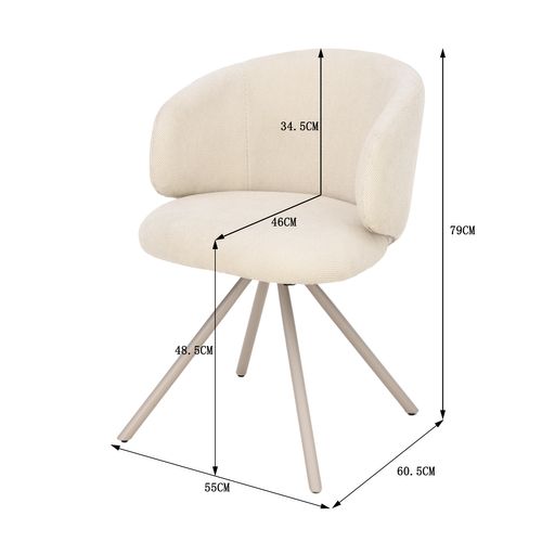 Lot de 2 chaises pivotantes ADELE tissu beige