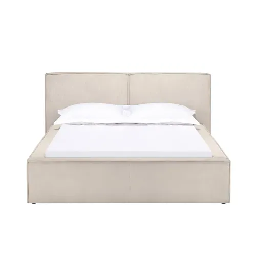 Lit coffre 160x200 cm velours côtelé beige EZRA