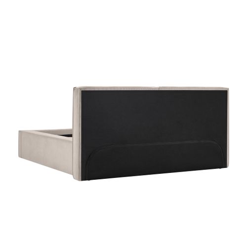 Lit coffre 160x200 cm velours côtelé beige EZRA