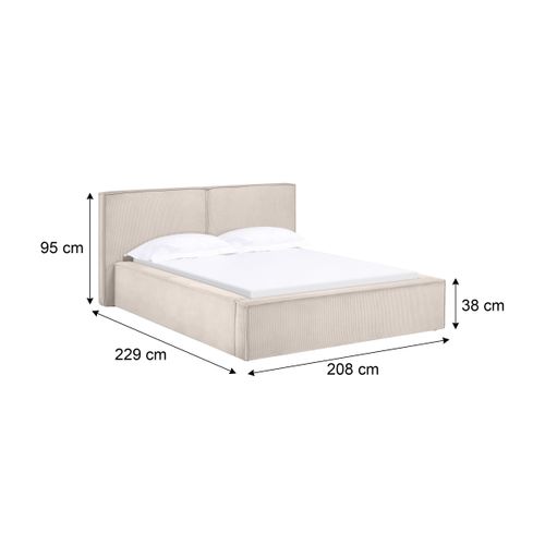 Lit coffre 160x200 cm velours côtelé beige EZRA