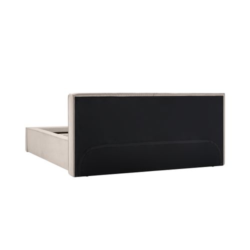 Lit coffre 140x190 cm velours côtelé beige EZRA vue de derrière