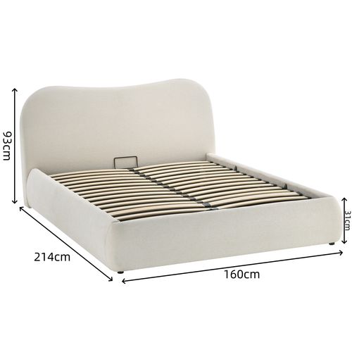 Lit coffre 140x190 cm ALIZEE tissu beige