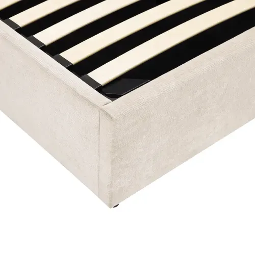 Lit coffre 160x200 cm tissu velours beige CORALIE vue détaillée