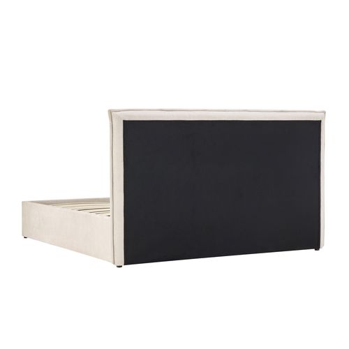 Lit coffre 160x200 cm tissu velours beige CORALIE vue de derrière