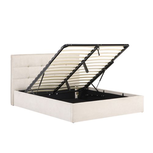 Lit coffre 160x200 cm tissu velours beige CORALIE