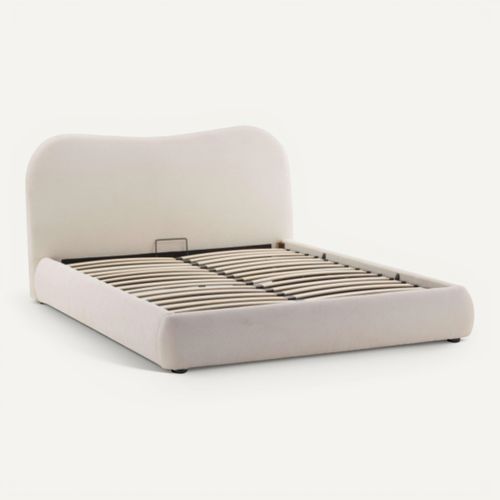 Lit coffre 160x200 cm ALIZEE tissu beige vue 3/4