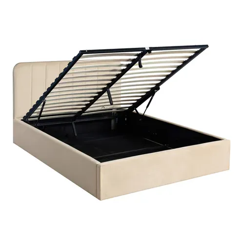 Lit coffre 140x190 cm velours beige ANNA