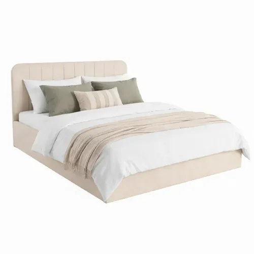 Lit coffre 160x200 cm velours beige ANNA