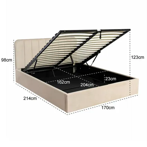 Lit coffre 160x200 cm velours beige ANNA