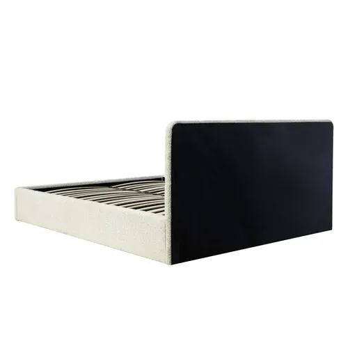 Lit coffre 160x200 cm tissu bouclette beige LYLA vue de derrière