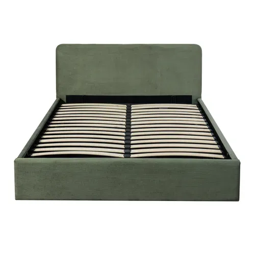 Lit coffre 140x190 cm velours côtelé vert LYLA